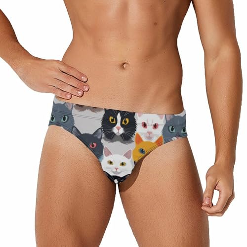 Cat Mens Swim Briefs Quick Dry Swim Trunk Bikini Underwear Swimsuit 2XL