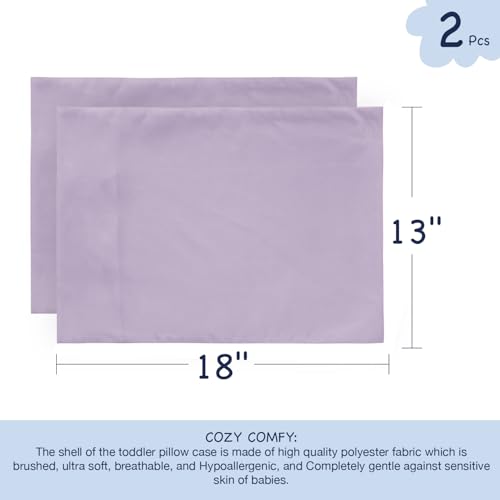Image of EXQ Home Toddler Pillowcases 13x18 Travel Pillow Case Set of 2, Small Pillow Case Fits Baby Pillow Sized 12x16, 13x18, Kids Pillowcases 2 Pack Machine Washable with Envelope Closure(Lavender)
