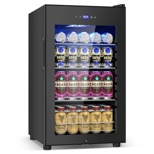 24 Inch Beverage Refrigerator Undercounter, Dual Zone Wine and Beverage Cooler, Large Capacity for Beer Wine Drink with Built-In Warm Light, Ideal for Home Kitchen Bar Office