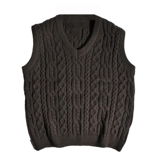 Men’S V-Neck Sweater Vest Textured Cable Knit Sleeveless Pullover Casual Warm Waistcoat