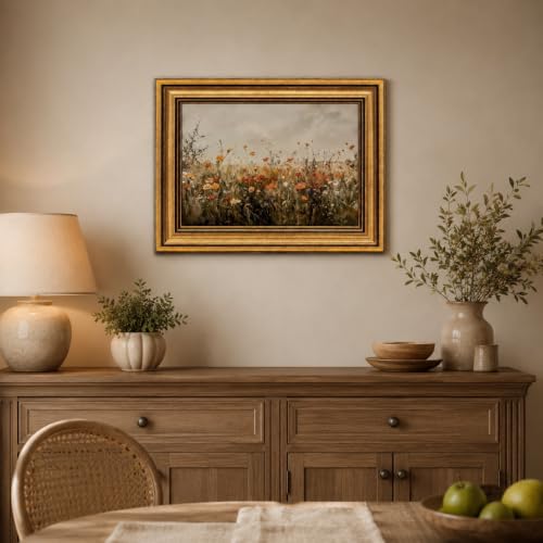 Devunaty Gold Framed Wall Art Vintage Flower Canvas Wall Art for Living Room Wildflower Field Nature Landscape Wall Decor Painting Picture Rustic Farmhouse Print Artwork Bedroom Bathroom Decor 12"x16" by Devunaty - Used condition - Image 5