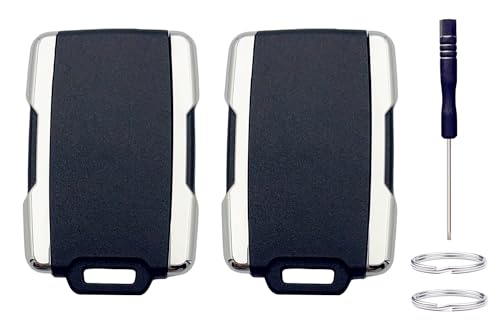 Key Fob Shell Replacement for Chevy Silverado Colorado GMC Sierra 1500 2500 3500 HD Canyon 2014 2015 2016 2017 2018 2019 2020 2021 M3N-32337100 Car Keyless Entry Remote Key Fob Case Cover (Silver 2) by ADUDS - Image 2
