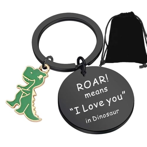 Hibetek Porte-clés dinosaure T-Rex cadeau Roar Means I Love You In Dinosaure Cadeau pour couple, noir, taille unique – vue 2