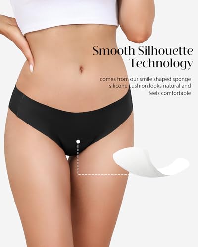 LEVAO Seamless Thongs for Women-Low Waist Invisible G-string No Show Thong Panty Liners Workout Panties S-XL4