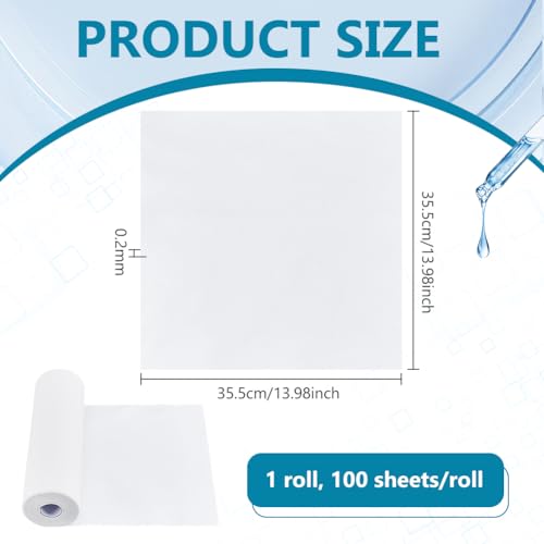 BENECREAT 100 Blätter Laborbank Abdeckung, 355mm x 355mm Saugfähige Tischabdeckung, Hochsaugfähiger Weißer Laborschutz, Vliesstoff & Quadratisches Design