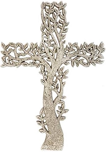 DeLeon Collections Tree of Life Wall Cross - Rustic Stone Look Decorative Spiritual Art Sculpture