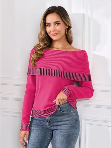 ZAFUL Women's Off The Shoulder Sweater Cute Cozy Pullover Knit Sweater Top Loose Party Going Out Clothes3