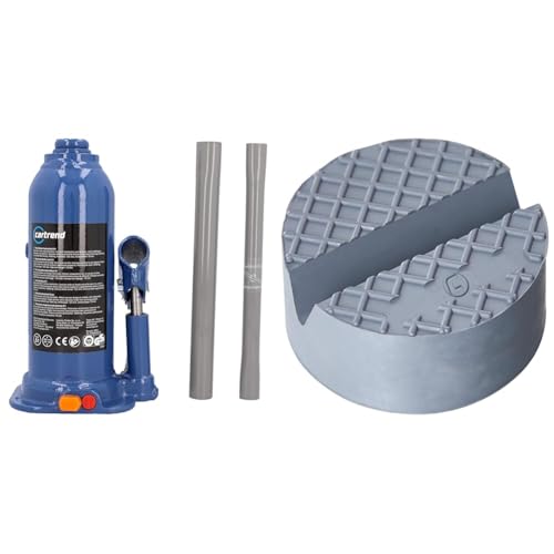 cartrend hydraulischer Wagenheber, Tragkraft bis 5000 kg, gefertigt aus Qualitätsstahl & 10429 Universelle Gummiauflage Wagenheber und Hebebühnen, verstärkt für SUV, Kleintransporter und Kleinbusse