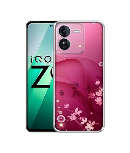 Image of Casotec Pink Abstract Design Printed Silicon Soft TPU Back Case Cover for iQOO Z9 5G