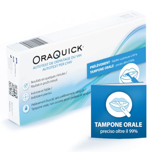Oraquick Hiv Autotest - Test Indolore E Sicuro Con La Saliva - Test Hiv Da Fare Comodamente A Casa - Conforme Agli Standard Di Qualità Di Uniti Contro L'aids - Rileva Anticorpi HIV-1 E HIV-2