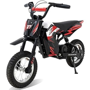 RCB Elektrische motorfiets voor kinderen, 12 inch luchtbanden, krachtige motor, 3 modi 8/12/25 kMH, looptijd max. 15 km, motorcrossfiets voor kinderen van 3-12 jaar