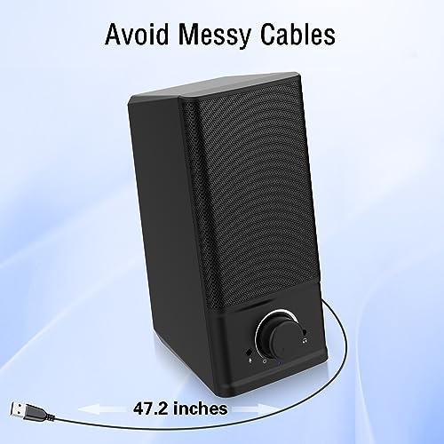 LENRUE A4 Solo Computer Speakers for Desktop, Laptop,PC Speaker, USB for Power and Audio, Basic Clear Sound,Support to Connect 3.5 mm Headphone and Microphone, Plug-n-Play