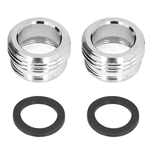 Faucet Adapter Kit, 2Pcs Stainless Steel Aerator Adapter Set Straight Thread 15/16in Male 27/32in Female to 17/16in Sink Faucet Adapter with Washer for Garden Hose