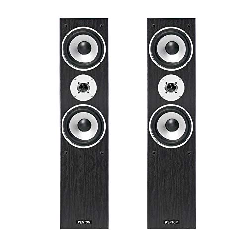 Pair of Black Fenton 3-way Home Audio Tower Speakers Bass Hi-Fi Stereo 350 Watt