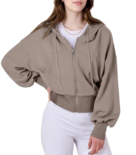 Jhsnjnr Hoodie Damen Reißverschluss Kurze Jacke Sweatshirt Einfarbig...