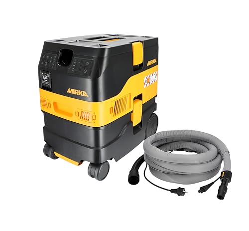 Mirka DEXOS 1217 M AFC/Aspirateur Industriel Classe M/Aspirateur Eau et poussière 17 l/Nettoyage Automatique du Filtre/Tuyau de 4 m et Manchon