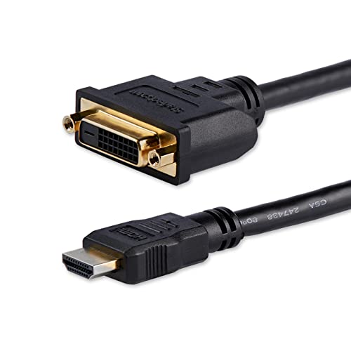 StarTech.com 8 in (20cm) HDMI to DVI Adapter, DVI-D to HDMI (1920x1200p), 10 Pack, HDMI Male to 24 Pin DVI-D Female, Digital Monitor Adapter Cable M/F, HDMI to DVI Display Cord, Black (HDDVIMF8IN10PK)