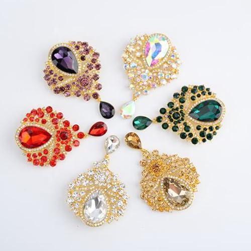 Broche de ramo con diamantes de imitación verdes y fijación segura para ropa de mujer 6