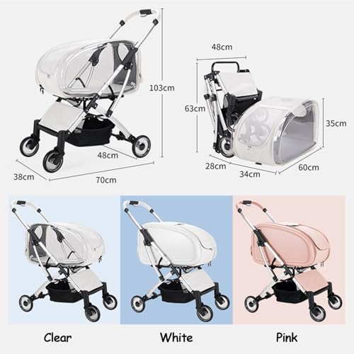 Poussette chat et petit chien pliable avec support amovible - 3