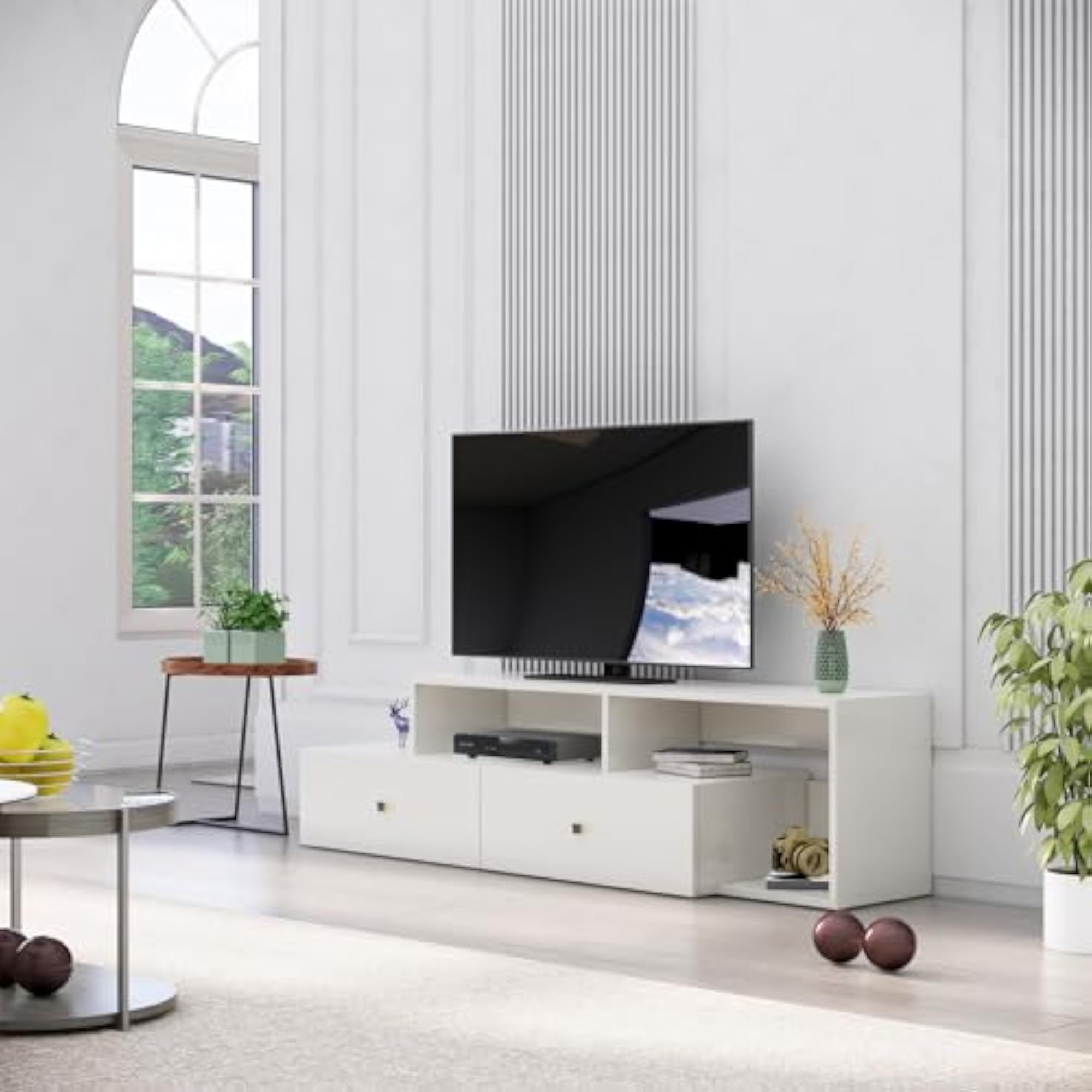 Modern Engineered Wood TV Unit for Living Room, 60 Inch