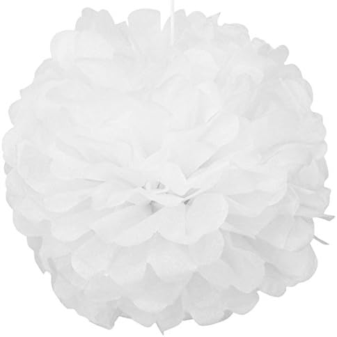 Tissue Pom Pom Paper Flower Ball 10inch White - Just Artifacts Brand