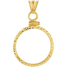 14K Yellow Gold Maple Leaf Coin Bezel - Screw Top - For 1/4 Oz Coins
