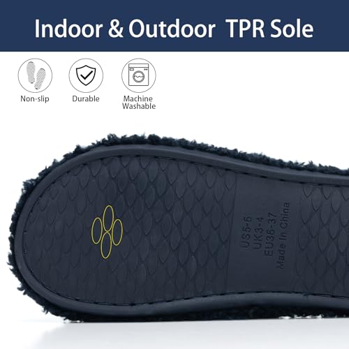 Image of GOEWY Fuzzy Open Toe Slippers for Women Indoor Cozy Memory Foam Slip On House Slides Shoes Gifts for Womens Her Mom