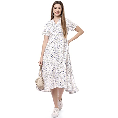 Image of Rangriti White Liva Flared Dress for Women