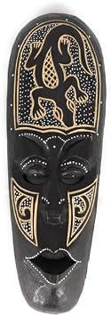 Tribal Chief Mask 12" w/Gecko - Tiki Primitive Art | #wib370530d