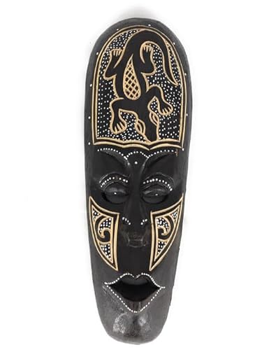 Tribal Chief Mask 12" w/Gecko - Tiki Primitive Art |