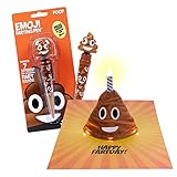 2 Pack of Farting Poop Emoji Pen & Happy Birthday Card - Poop Face Emoticon Pens that Makes 7 Fart Sounds & 3D Pop Up Greeting Card Lights Up & Sings a Funny Version of the Happy Birthday Song