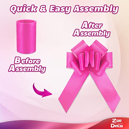 image for Zoe Deco - Big Car Bow - Pink, 23 Inch - Giant Car Bow w/ 2 Gold Acces