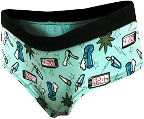 Body Rage Women's High Times Blue Ganja Weed Hipster Panty (Large)