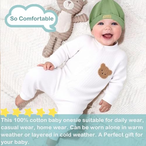 KeCool Baby Grow Onesies, 100% Cotton Soft Newborn Boy Girl Baby Bodysuit Clothes Cute Bear Infant Outfit, Breathable Unisex Long Sleeve Babygrow Outfit Newborn Onesies for Boys and Girls 3-6 Months - Image 5