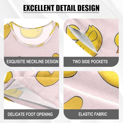 Pajama Sets Short Sleeve Yellow Ducks and Hearts Soft Cotton Summer Sleepwear 2 Piece PJS Size 5-14T3