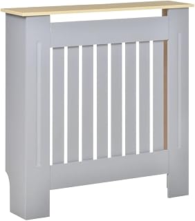 Top Home Solutions Arlington Radiator Cover Modern Traditional Grill – Vertical Slat Living Room Bedroom – MDF Chipboard - White Grey Cabinet Furniture (Grey, Small)