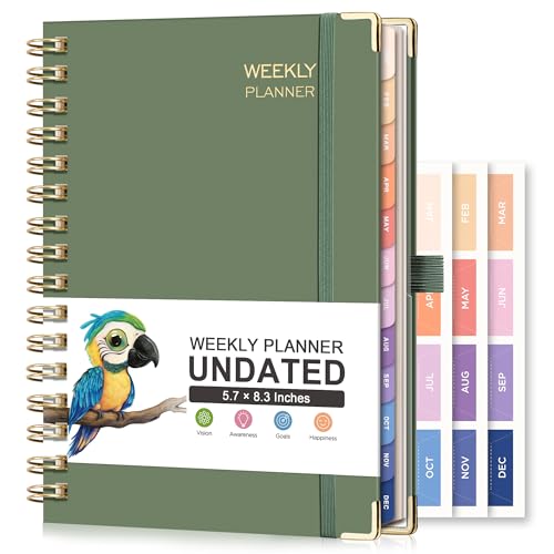 RETTACY Undated Planner, Weekly and Monthly, 53 Weeks and 12 Months, Medium Size (5.7' x 8.3'), 24...