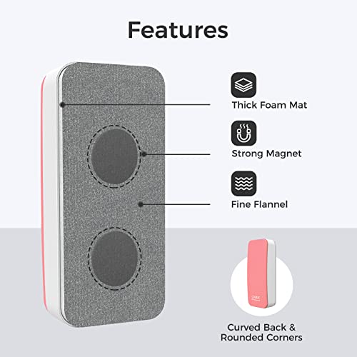 Loukin 2 Pack Magnetic Dry Erase Eraser, Whiteboard Eraser, Glass Board Eraser(Pink), Free 3.4 Oz Whiteboard Cleaner * 2 Included, For Classroom, Home And Office Use #TOP2