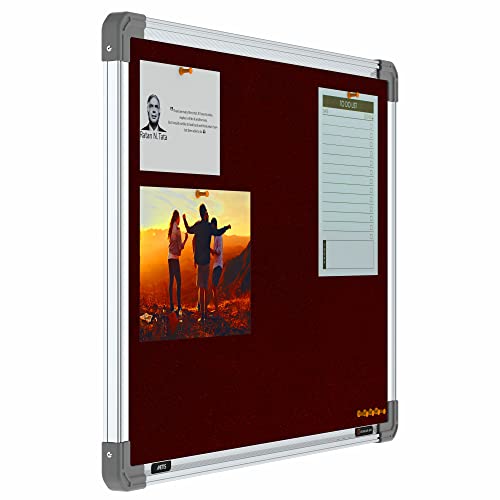 Image of Scholar Art Metis 1.5x2 Feet Fabric Pin-up Board for Study Room & Wall | High Strength Velvet Cloth + High Density Soft Board for Pinning Photos, Sticky Notes & Reminders (Maroon)