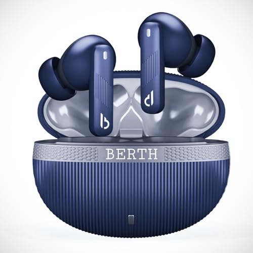 Image of BERTH Airchords Z TWS Earbuds, 40H Playtime, BT 5.4, ENC Mics, 13mm Bass Drivers, 45ms Low Latency, IPX5, Fast Charging, 10min=100min Playback, Gaming Mode, 1-Year Warranty (Blue)