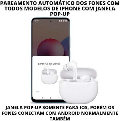 Fone De Ouvido Sem Fio Bluetooth 5.4 Compatível iPhone Android Com Microfone e Redução de Ruído Para