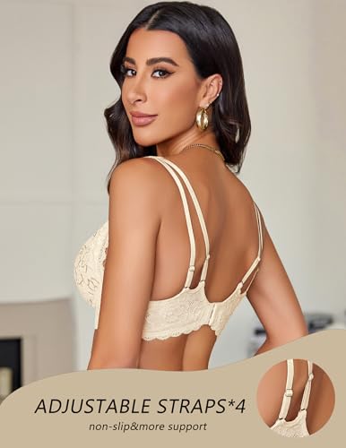 Image of Avidlove Lace Bralette for Women Sexy Unpadded and Unlined Wireless Bra V Neck Criss Cross Everyday Lingerie Bralettes