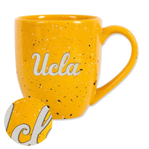 Rico Industries NCAA UCLA Bruins Yellow 16 oz Team Color Laser Engraved Speckled Ceramic Coffee Mug