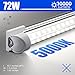 Barrina LED Shop Lights, 8FT 72W 10000LM 5000K, Daylight White, V Shape, Clear Cover, High Output, Linkable, T8 LED Tube Light, for Garage 8 Foot with Plug (Pack of 10)