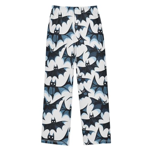 Boys' Pants Blue Black Doodle Bats Long Bottoms Jogger Pants Elastic Waist Trousers with Pockets S-XL