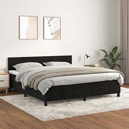 Frdhee Stauraumbett Funktionsbett Bettgestell,Boxspringbett mit Matratze Schwarz 160x200 cm Samt,Geeignet Für Schlafzimmer,Gästezimmer Und Hotels