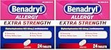 Benadryl Extra Strength Allergy Relief Medicine, 50 mg Diphenhydramine HCl Antihistamine Tablets for Relief of Allergy Symptoms Due to Hay Fever or Other Upper Respiratory Allergies, 24 ct (Pack of 2)