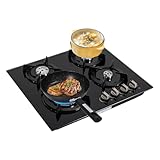4-Burner Gas Cooktop, Built-in Countertop Gas Stove with NG/LPG Convertible Dual Fuel, 23 * 20in Tempered Glass Electronic Pulse Ignition Stove for Home Kitchens, Restaurants (Cast Iron Pot Brackets)