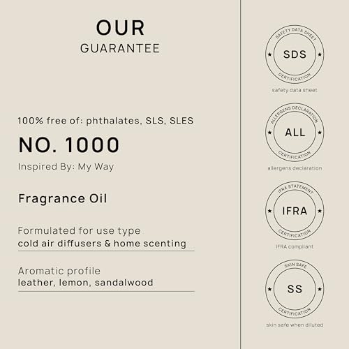 VINEVIDA [4 Fl Oz] Scent NO. 1000 Inspired by My Way Fragrance Oil for Cold Air Diffuser, Aromatic Notes of Leather Lemon Sandalwood, Essential Oils for Diffuser Oil Refill & Air Freshener Room Spray - Thumbnail 3