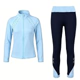 JoyCan Gefüttertes Elastisches Eiskunstlauf Trainingsanzug Set für Mädchen und Damen